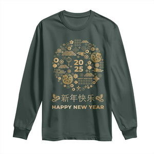 Chinese Lunar New Year 2025 Year Of The Snake Long Sleeve Shirt TS11 Dark Forest Green Print Your Wear