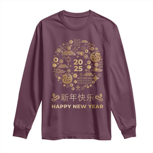 Chinese Lunar New Year 2025 Year Of The Snake Long Sleeve Shirt TS11 Maroon Print Your Wear