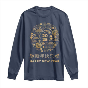 Chinese Lunar New Year 2025 Year Of The Snake Long Sleeve Shirt TS11 Navy Print Your Wear