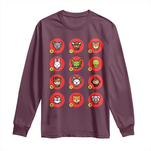 Funny Chinese New Year Zodiac Animals Long Sleeve Shirt TS11 Maroon Print Your Wear