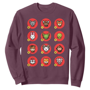 Funny Chinese New Year Zodiac Animals Sweatshirt TS11 Maroon Print Your Wear