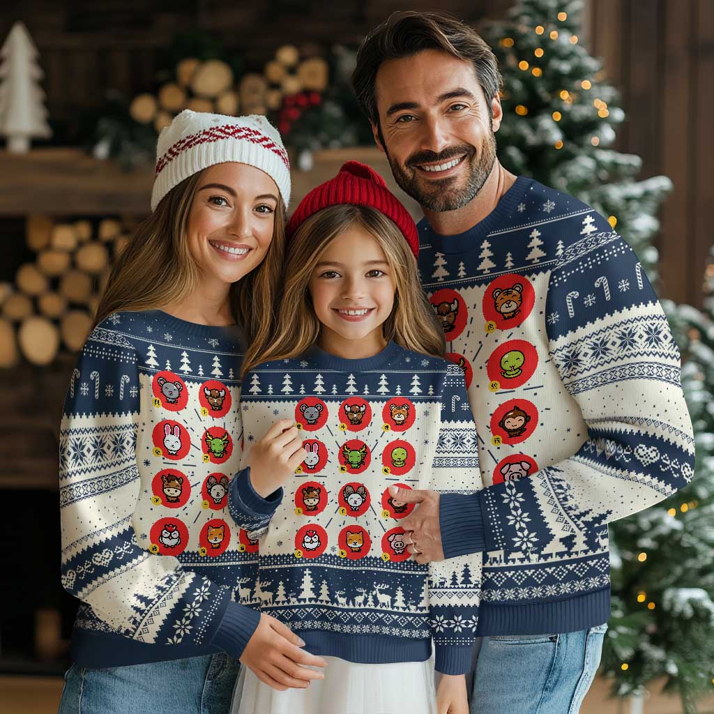 Funny Chinese New Year Zodiac Animals Ugly Christmas Sweater TS11 Navy Print Your Wear