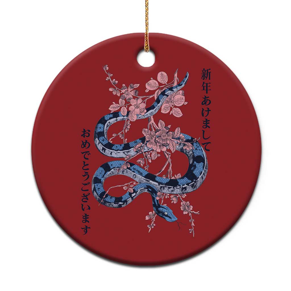 Happy Japanese New Year 2025 Christmas Ornament Year Of The Snake Sakura Cherry Blossom TS11 Print Your Wear