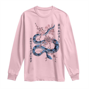 Happy Japanese New Year 2025 Long Sleeve Shirt Year Of The Snake Sakura Cherry Blossom TS11 Light Pink Print Your Wear