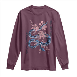 Happy Japanese New Year 2025 Long Sleeve Shirt Year Of The Snake Sakura Cherry Blossom TS11 Maroon Print Your Wear