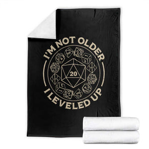 Funny RPG Gamer I'm Not Older I Leveled Up Throw Blanket Vintage D20 Tabletop Dice TS11 Black Print Your Wear