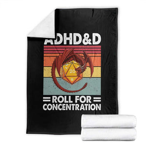 ADHD&D Roll For Concentration Throw Blanket Funny RPG Gamer D20 Tabletop Dice TS11 Black Print Your Wear