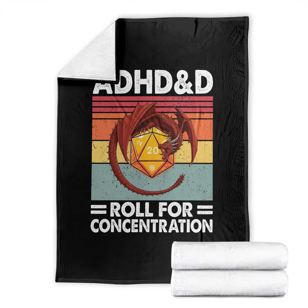 ADHD&D Roll For Concentration Throw Blanket Funny RPG Gamer D20 Tabletop Dice TS11 Black Print Your Wear