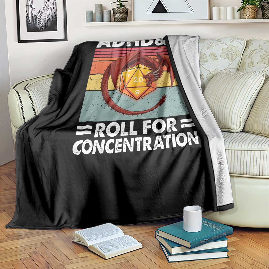 ADHD&D Roll For Concentration Throw Blanket Funny RPG Gamer D20 Tabletop Dice TS11 Print Your Wear