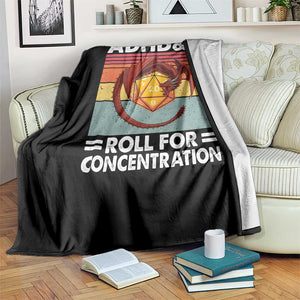 ADHD&D Roll For Concentration Throw Blanket Funny RPG Gamer D20 Tabletop Dice TS11 Print Your Wear