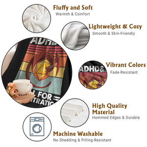 ADHD&D Roll For Concentration Throw Blanket Funny RPG Gamer D20 Tabletop Dice TS11 Print Your Wear