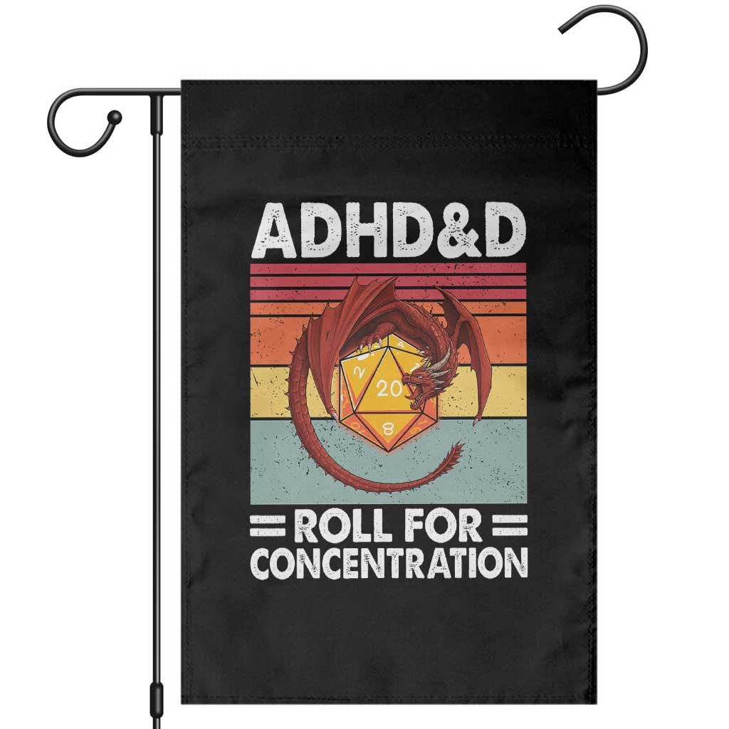 ADHD&D Roll For Concentration Garden Flag Funny RPG Gamer D20 Tabletop Dice TS11 Black Print Your Wear
