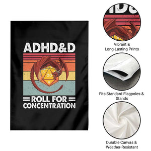 ADHD&D Roll For Concentration Garden Flag Funny RPG Gamer D20 Tabletop Dice TS11 Print Your Wear