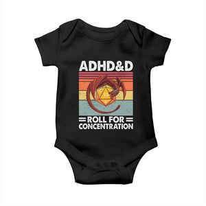 ADHD&D Roll For Concentration Baby Onesie Funny RPG Gamer D20 Tabletop Dice TS11 Black Print Your Wear