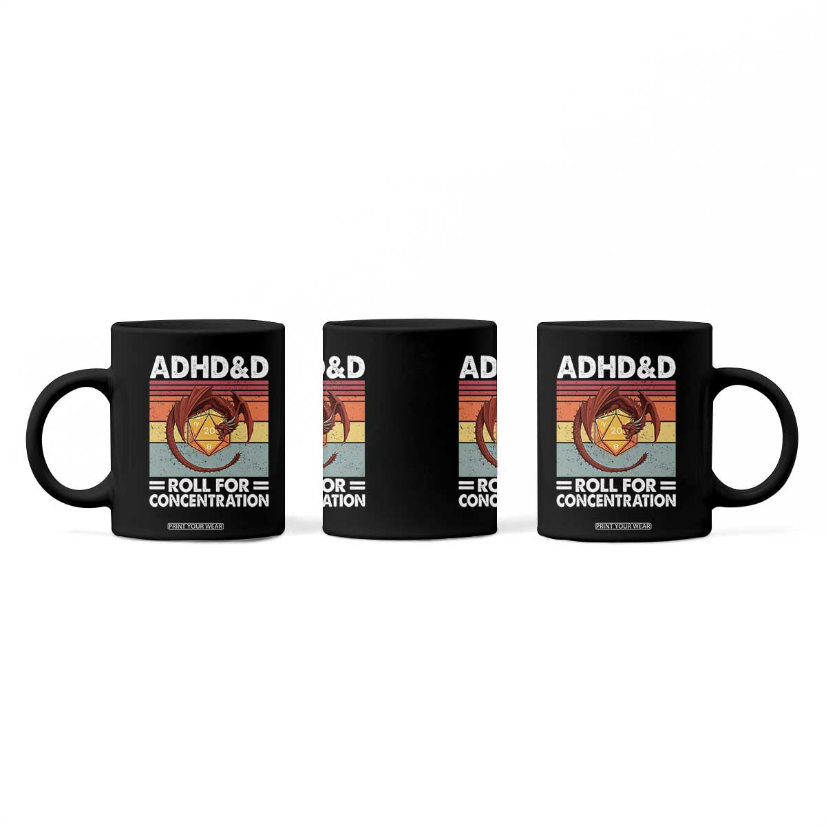ADHD&D Roll For Concentration Coffee Mug Funny RPG Gamer D20 Tabletop Dice TS11 Print Your Wear