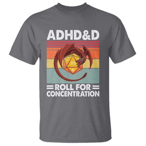 ADHD&D Roll For Concentration T Shirt Funny RPG Gamer D20 Tabletop Dice TS11 Charcoal Print Your Wear