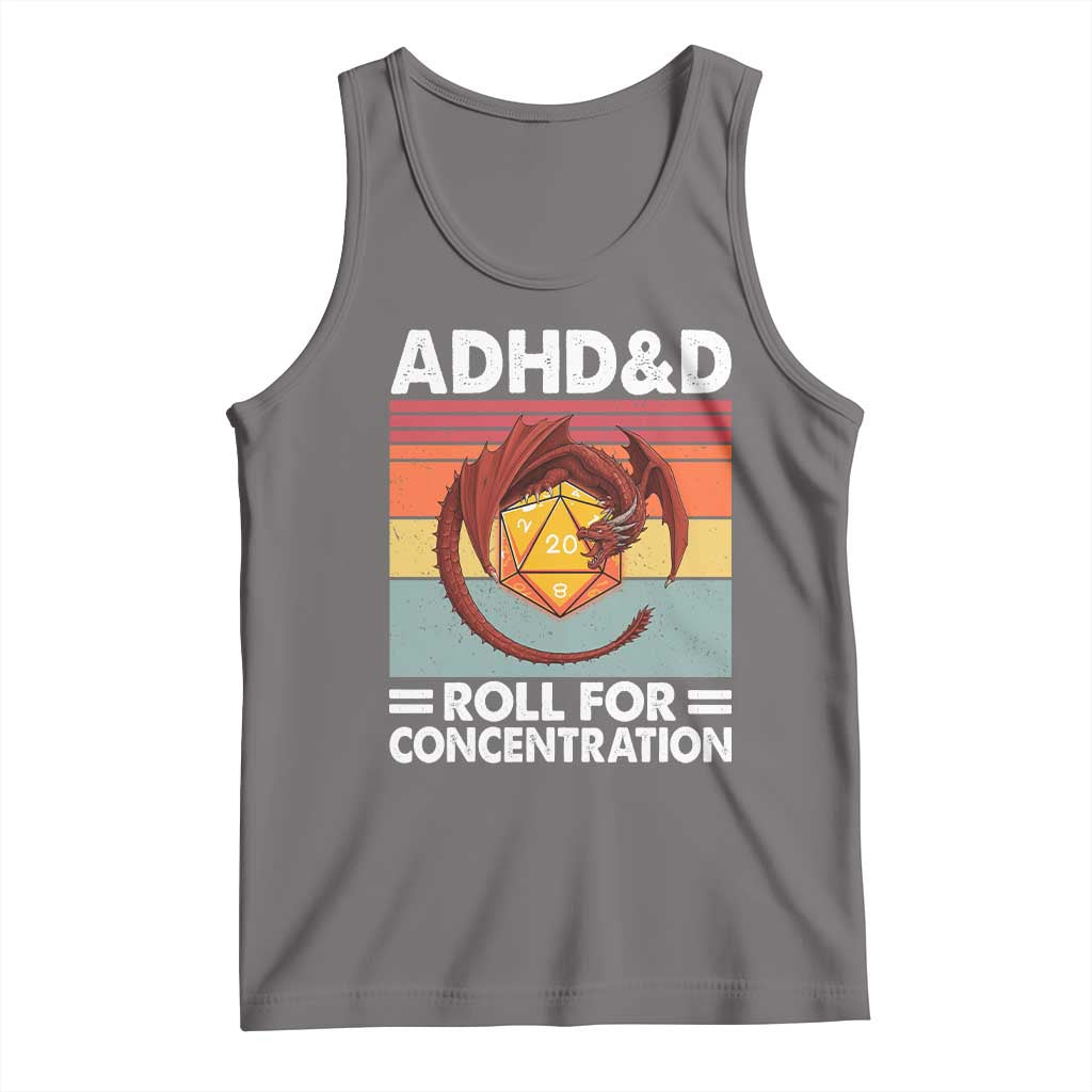ADHD&D Roll For Concentration Tank Top Funny RPG Gamer D20 Tabletop Dice TS11 Deep Heather Print Your Wear