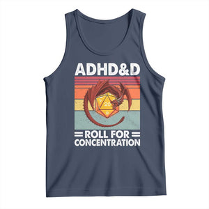 ADHD&D Roll For Concentration Tank Top Funny RPG Gamer D20 Tabletop Dice TS11 Navy Print Your Wear