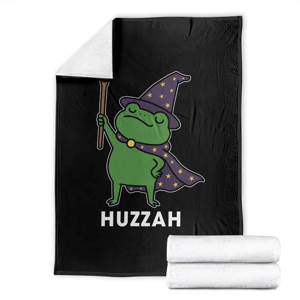 Funny Huzzah Wizard Frog Throw Blanket Renaissance Meme RPG Gamers