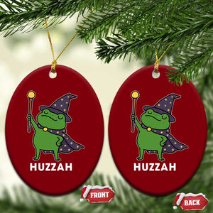 Funny Huzzah Wizard Frog Ceramic Ornament Renaissance Meme RPG Gamers