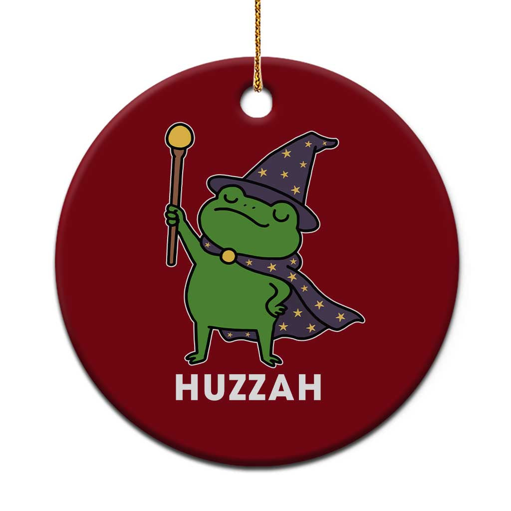 Funny Huzzah Wizard Frog Ceramic Ornament Renaissance Meme RPG Gamers