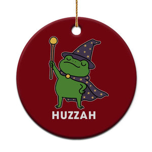 Funny Huzzah Wizard Frog Ceramic Ornament Renaissance Meme RPG Gamers