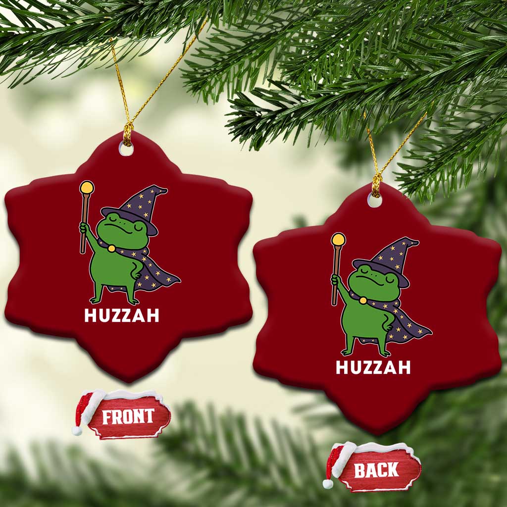Funny Huzzah Wizard Frog Ceramic Ornament Renaissance Meme RPG Gamers