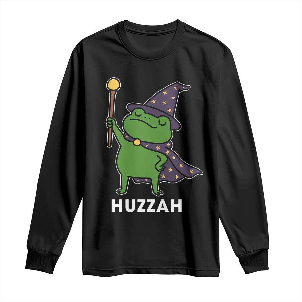 Funny Huzzah Wizard Frog Long Sleeve Shirt Renaissance Meme RPG Gamers