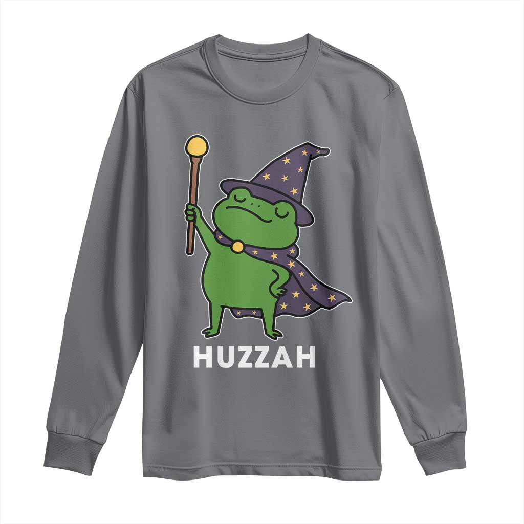 Funny Huzzah Wizard Frog Long Sleeve Shirt Renaissance Meme RPG Gamers