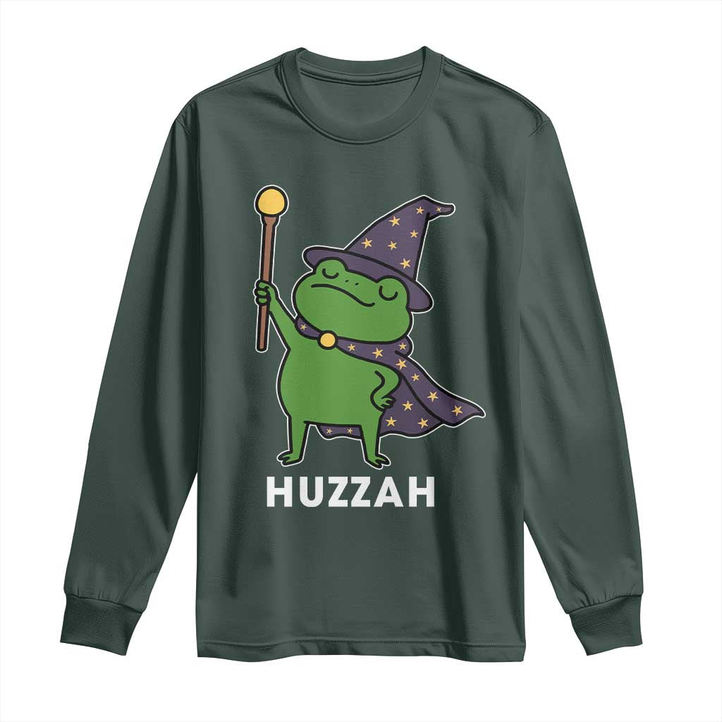 Funny Huzzah Wizard Frog Long Sleeve Shirt Renaissance Meme RPG Gamers