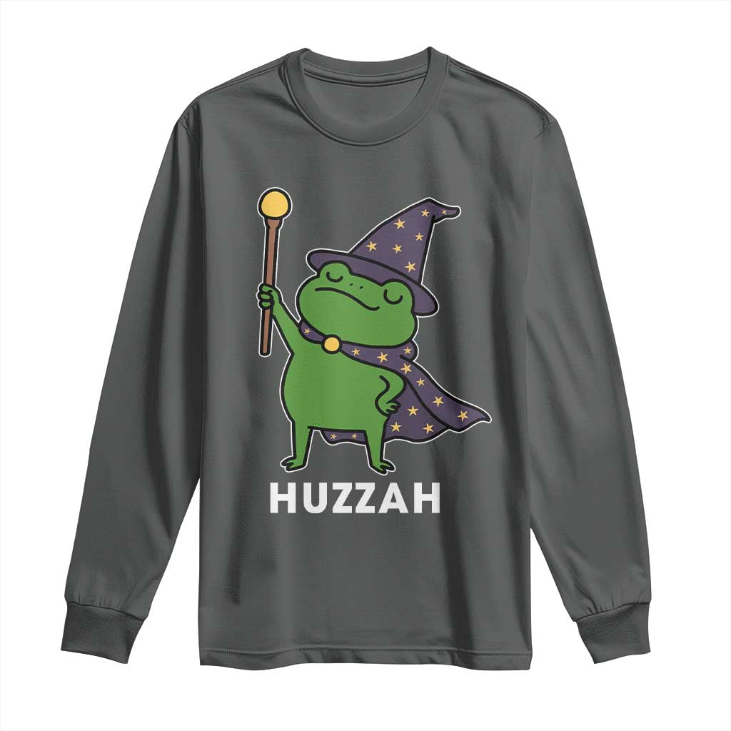 Funny Huzzah Wizard Frog Long Sleeve Shirt Renaissance Meme RPG Gamers