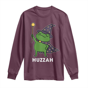 Funny Huzzah Wizard Frog Long Sleeve Shirt Renaissance Meme RPG Gamers