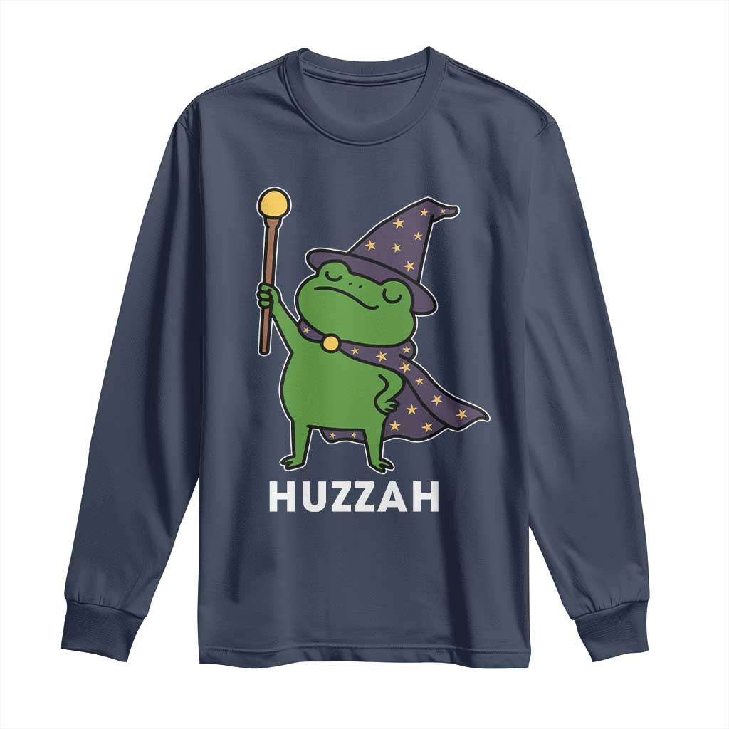 Funny Huzzah Wizard Frog Long Sleeve Shirt Renaissance Meme RPG Gamers