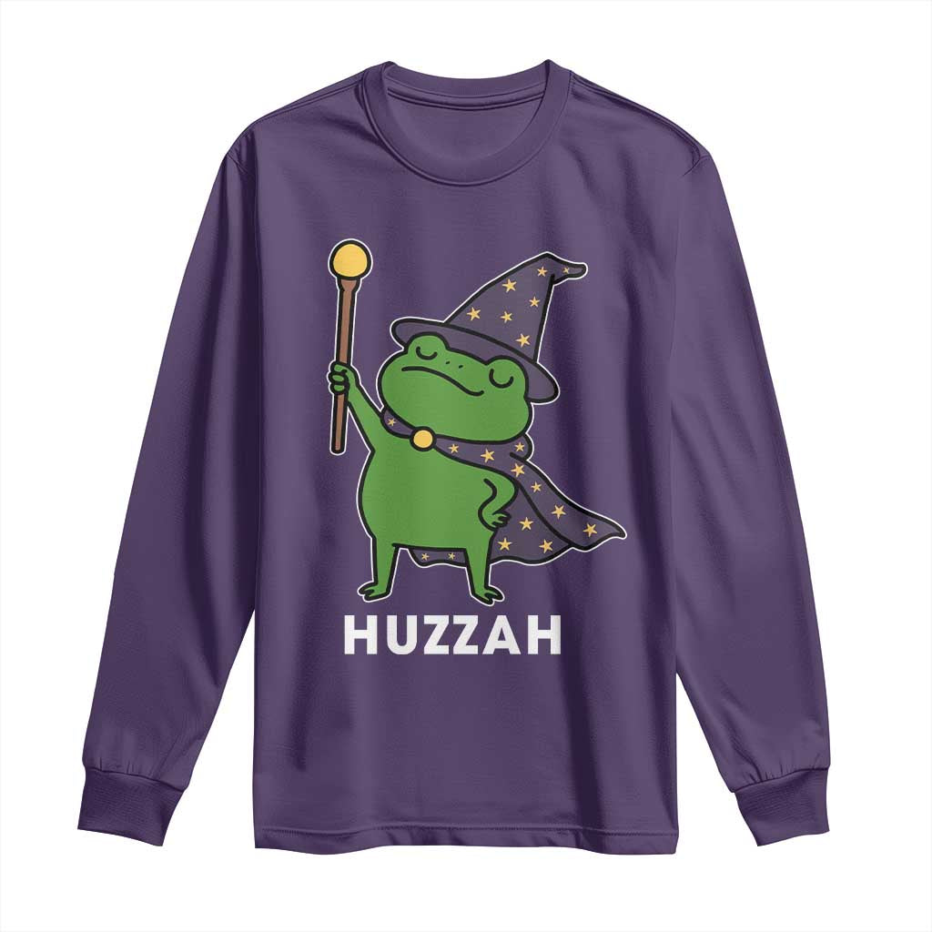 Funny Huzzah Wizard Frog Long Sleeve Shirt Renaissance Meme RPG Gamers
