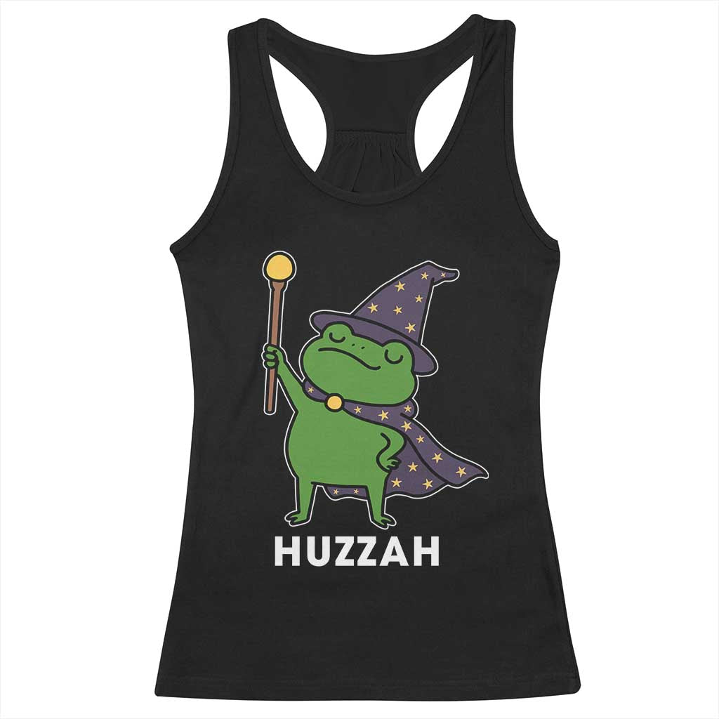 Funny Huzzah Wizard Frog Racerback Tank Top Renaissance Meme RPG Gamers