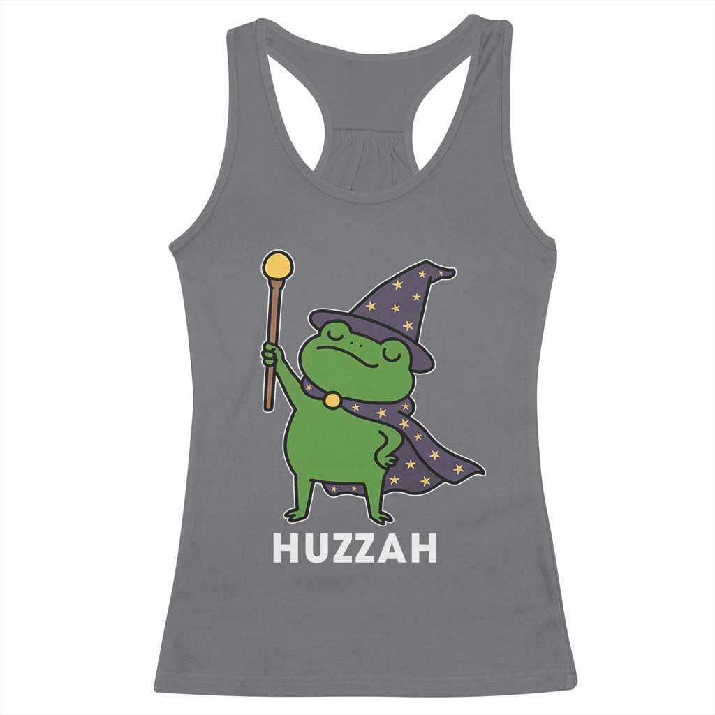 Funny Huzzah Wizard Frog Racerback Tank Top Renaissance Meme RPG Gamers