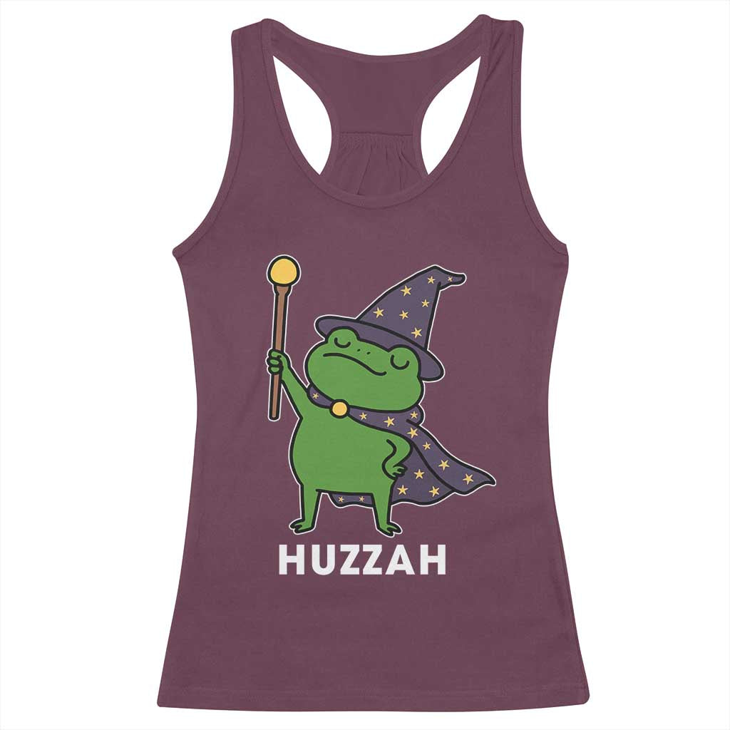 Funny Huzzah Wizard Frog Racerback Tank Top Renaissance Meme RPG Gamers