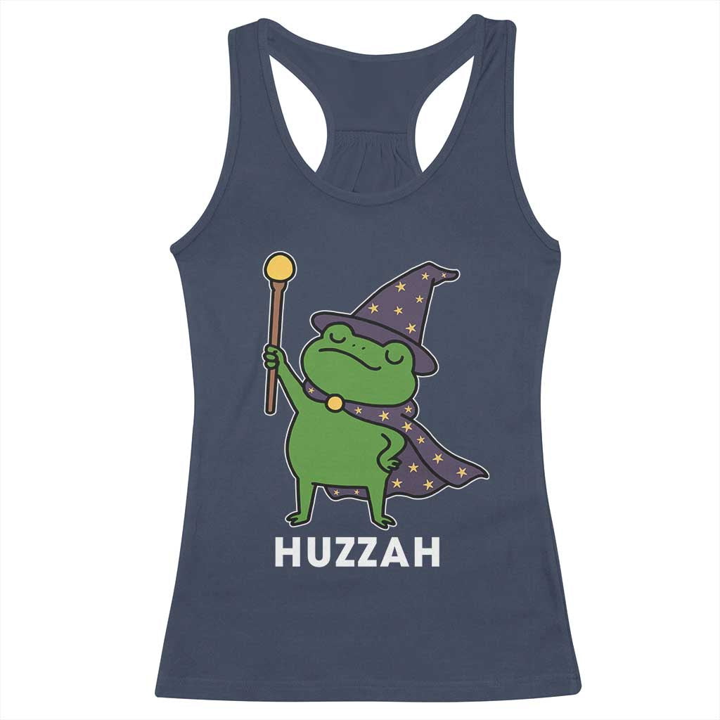 Funny Huzzah Wizard Frog Racerback Tank Top Renaissance Meme RPG Gamers