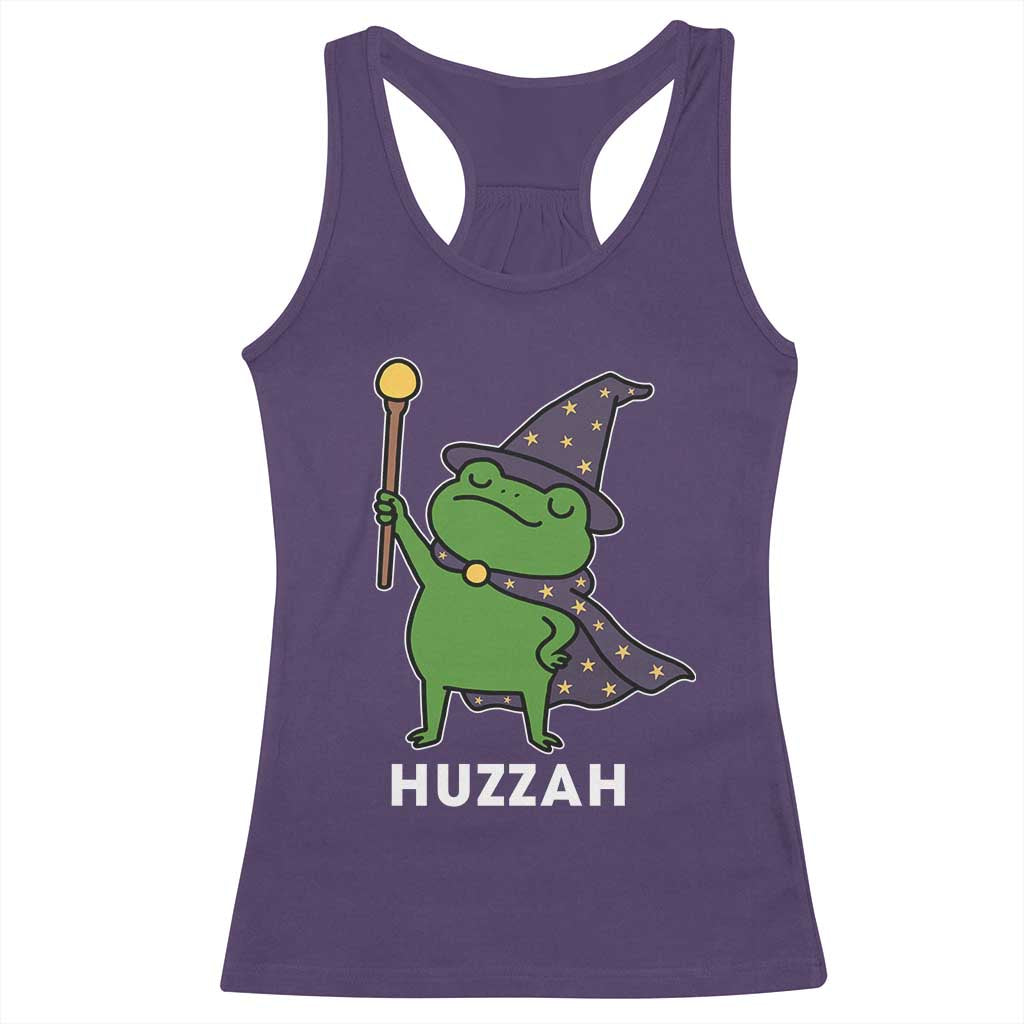 Funny Huzzah Wizard Frog Racerback Tank Top Renaissance Meme RPG Gamers