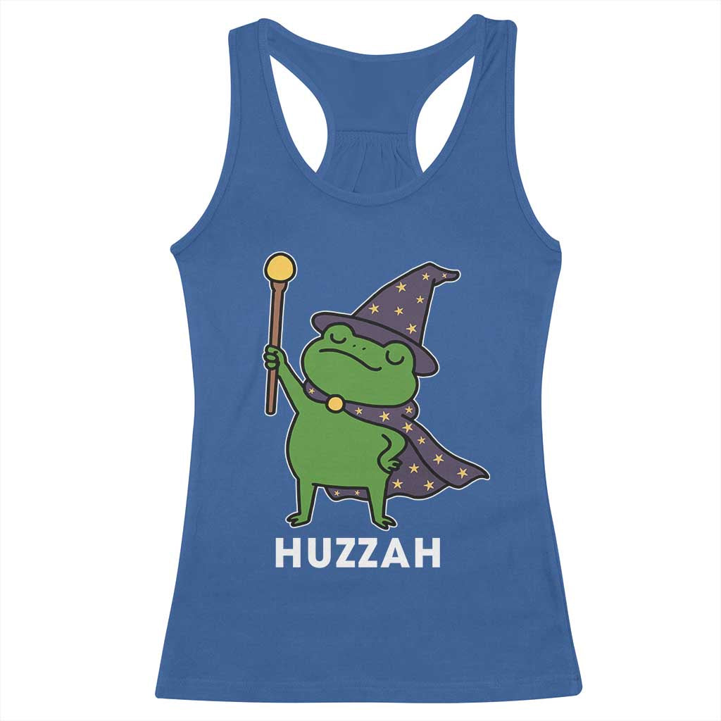 Funny Huzzah Wizard Frog Racerback Tank Top Renaissance Meme RPG Gamers