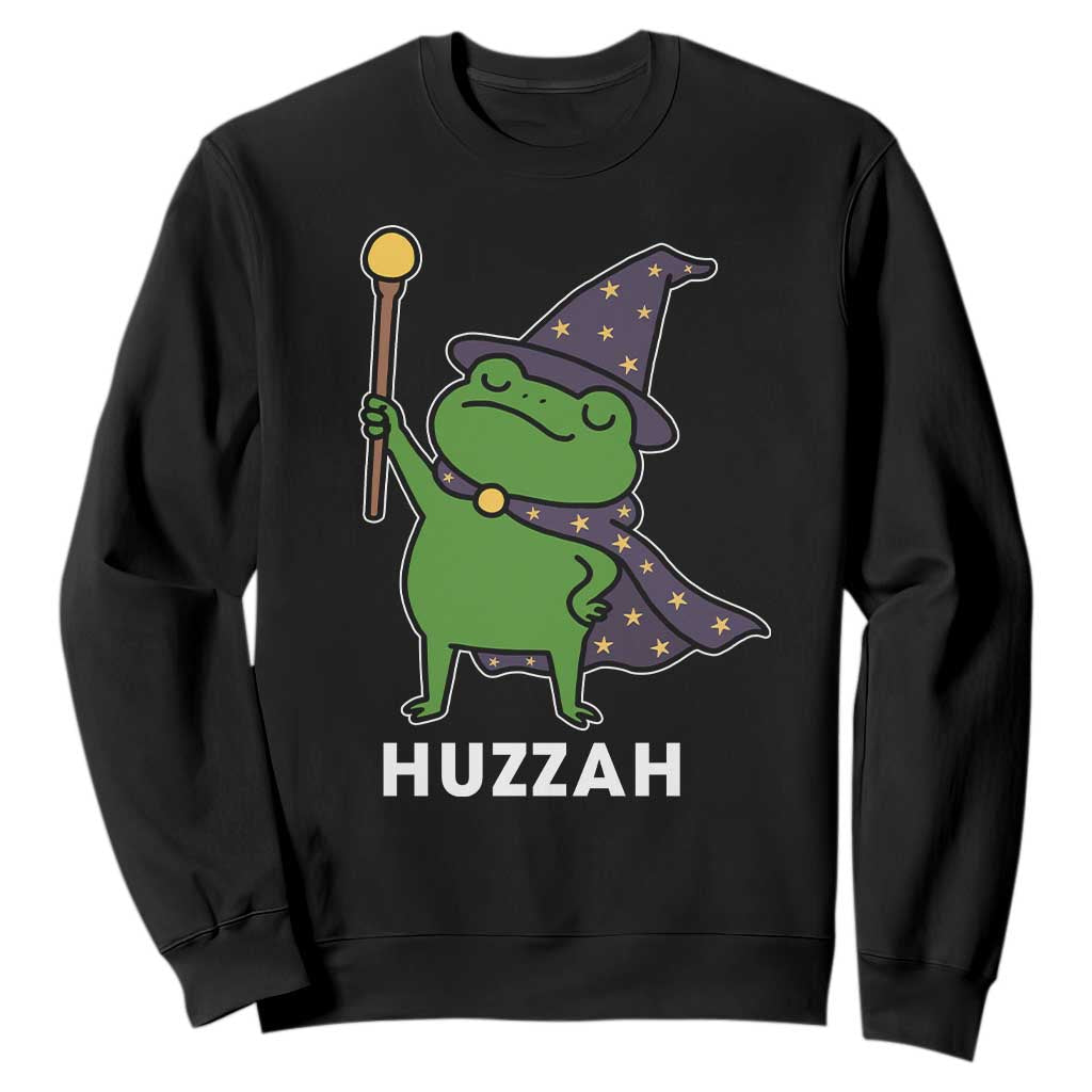 Funny Huzzah Wizard Frog Sweatshirt Renaissance Meme RPG Gamers