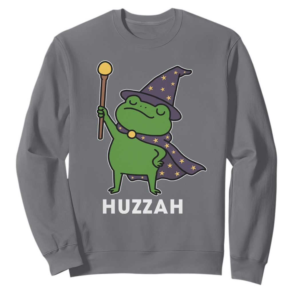 Funny Huzzah Wizard Frog Sweatshirt Renaissance Meme RPG Gamers