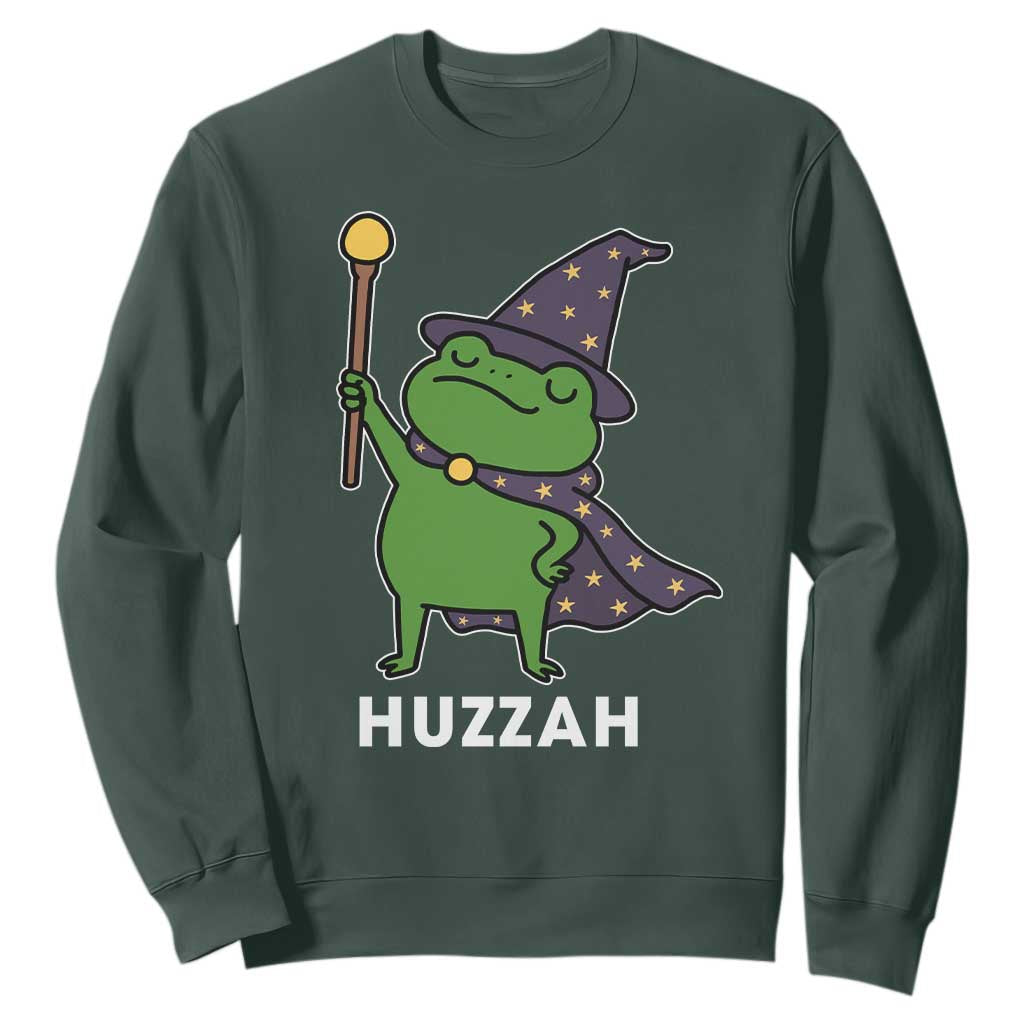 Funny Huzzah Wizard Frog Sweatshirt Renaissance Meme RPG Gamers