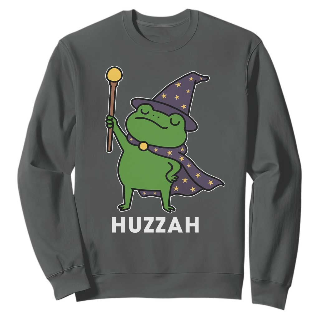 Funny Huzzah Wizard Frog Sweatshirt Renaissance Meme RPG Gamers