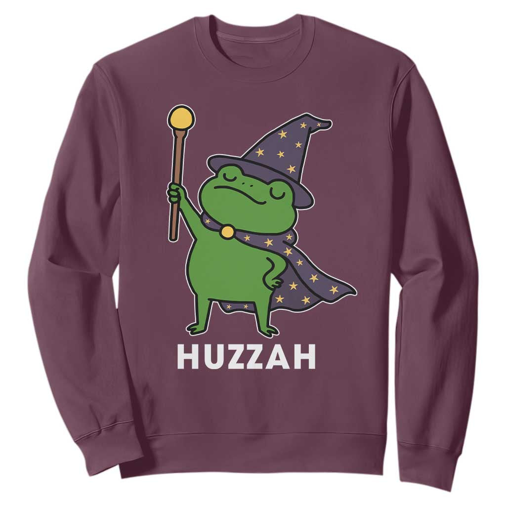 Funny Huzzah Wizard Frog Sweatshirt Renaissance Meme RPG Gamers