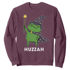 Funny Huzzah Wizard Frog Sweatshirt Renaissance Meme RPG Gamers