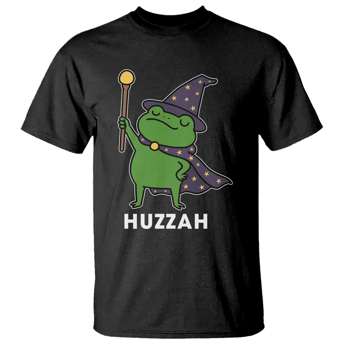 Funny Huzzah Wizard Frog T Shirt Renaissance Meme RPG Gamers