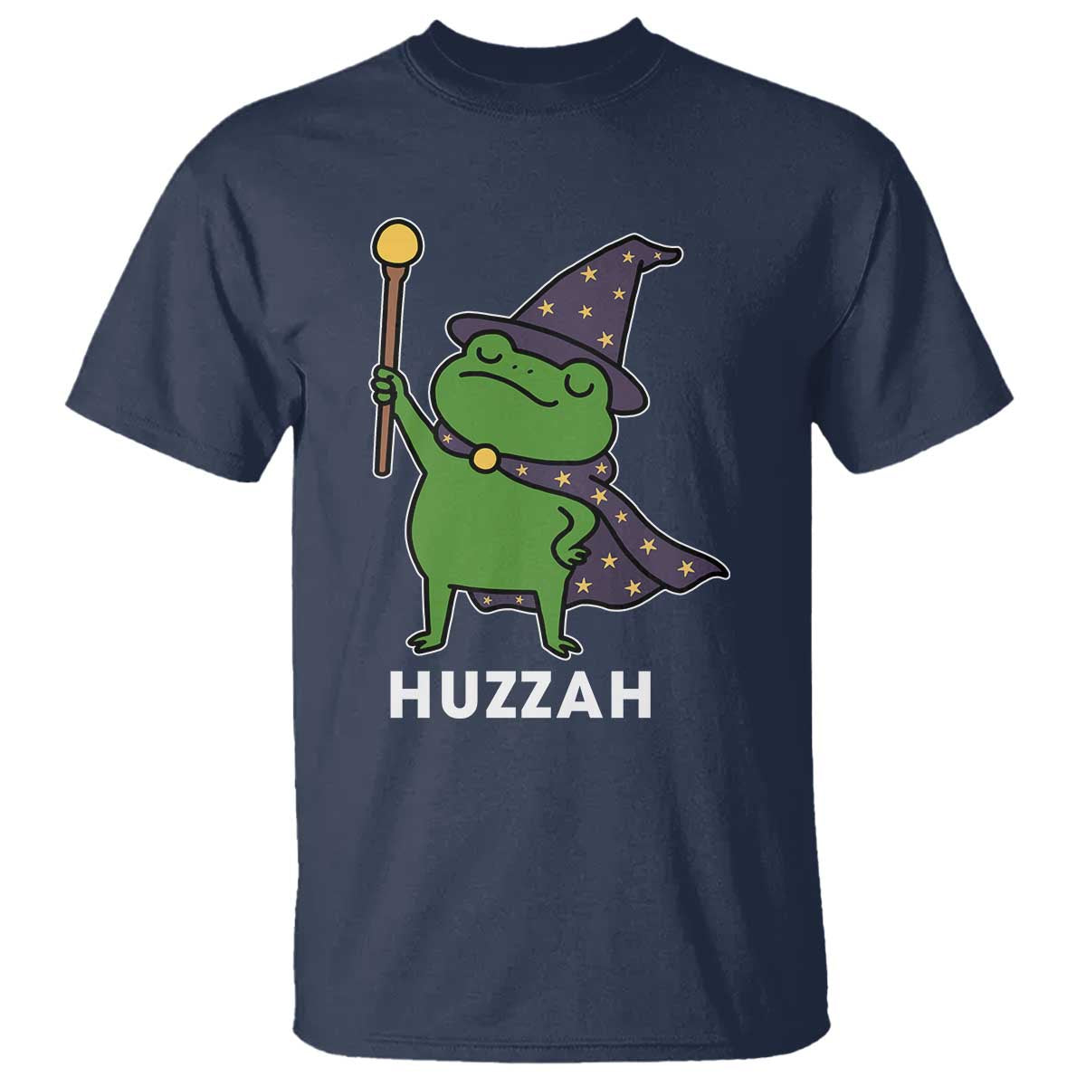 Funny Huzzah Wizard Frog T Shirt Renaissance Meme RPG Gamers
