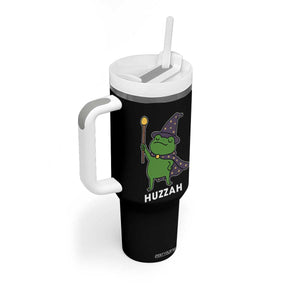 Funny Huzzah Wizard Frog Tumbler With Handle Renaissance Meme RPG Gamers