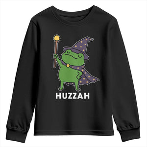 Funny Huzzah Wizard Frog Youth Sweatshirt Renaissance Meme RPG Gamers